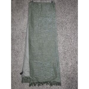 Tahari Home Green Shimmer Table Runner Fringe 86" 7 Ft Metallic